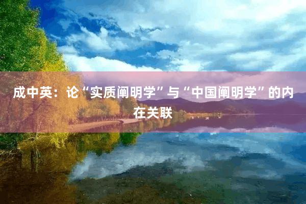 成中英：论“实质阐明学”与“中国阐明学”的内在关联